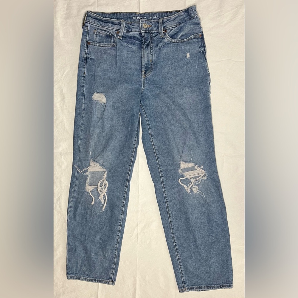 Old Navy Medium Blue Ripped Boyfriend Jeans